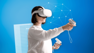 Persona con set de realidad virtual
